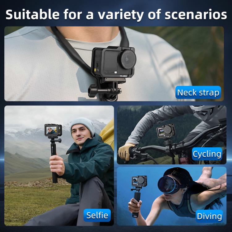 Marco de jaula de metal para cámara YELANGU con zapata fría para DJI Osmo Action 6 (negro) — imagen 11
