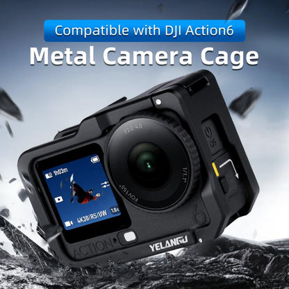 Marco de jaula de metal para cámara YELANGU con zapata fría para DJI Osmo Action 6 (negro) — imagen 4
