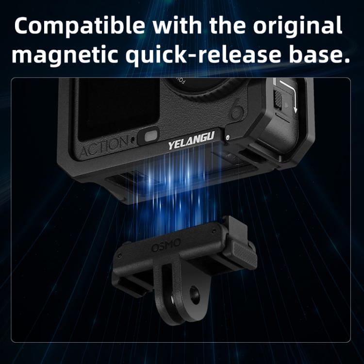 Marco de jaula de metal para cámara YELANGU con zapata fría para DJI Osmo Action 6 (negro) — imagen 8