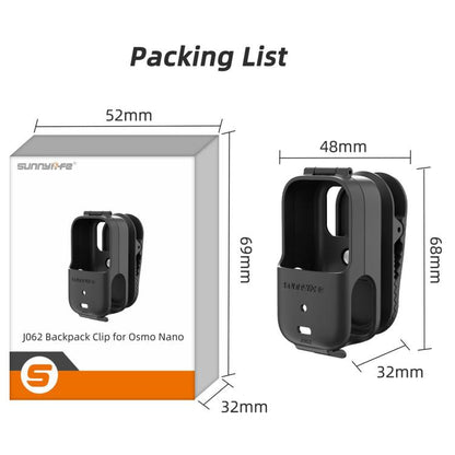 Clip Abrazadera para cámara de acción Osmo Nano Sunnylife con para mochila, rotación de 360 grados, montaje vertical y horiz…