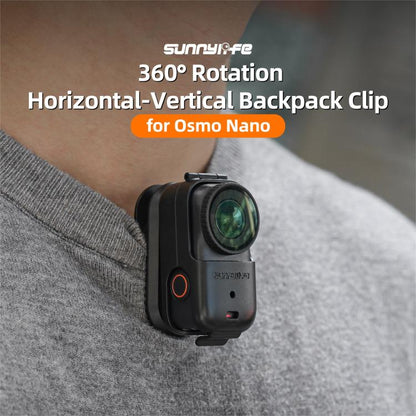 Clip Abrazadera para cámara de acción Osmo Nano Sunnylife con para mochila, rotación de 360 grados, montaje vertical y horiz…