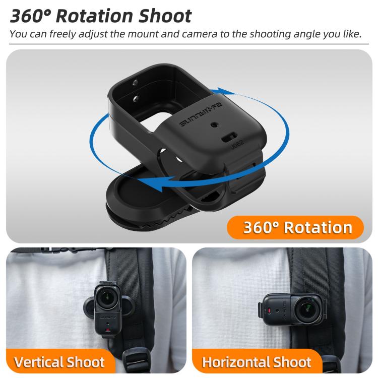Clip Abrazadera para cámara de acción Osmo Nano Sunnylife con para mochila, rotación de 360 grados, montaje vertical y horiz…