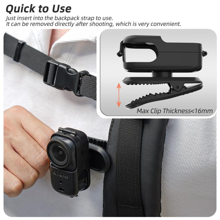 Clip Abrazadera para cámara de acción Osmo Nano Sunnylife con para mochila, rotación de 360 grados, montaje vertical y horiz…