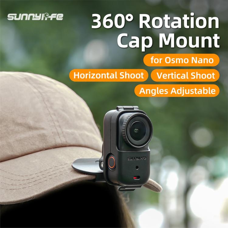 Soporte de clip Osmo Nano Sunnylife, para gorra de béisbol, abrazadera de liberación rápida para cámara POV Vlog (negro) par…