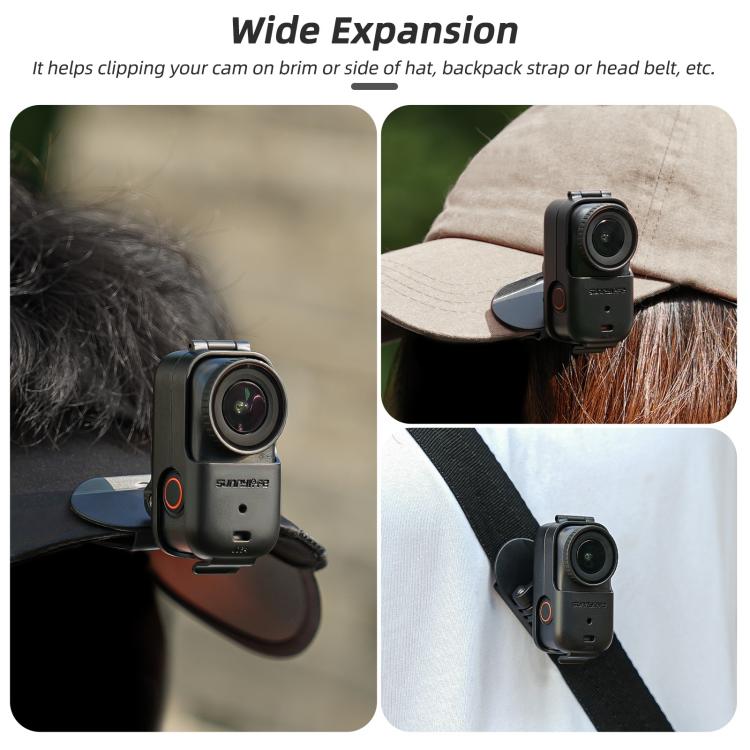 Soporte de clip Osmo Nano Sunnylife, para gorra de béisbol, abrazadera de liberación rápida para cámara POV Vlog (negro) par…