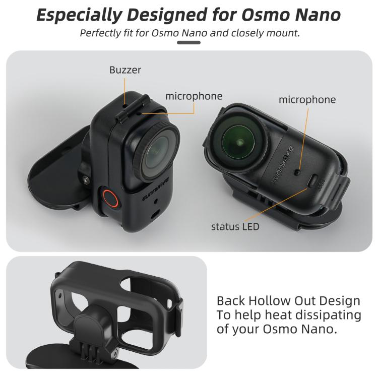 Soporte de clip Osmo Nano Sunnylife, para gorra de béisbol, abrazadera de liberación rápida para cámara POV Vlog (negro) par…