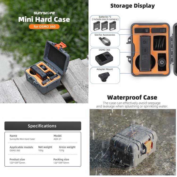 Estuche de viaje impermeable y resistente a golpes para DJI Osmo 360 (gris) — imagen 3