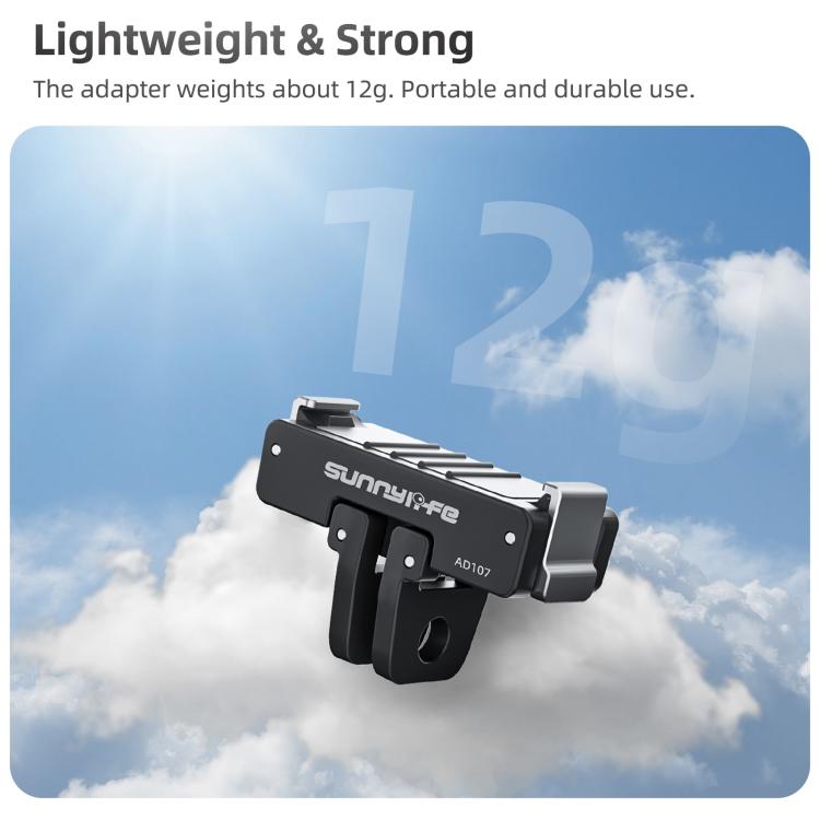 Soporte magnético bidireccional Sunnylife de liberación rápida con tornillo de 1/4", adaptador plegable de 2 puntas (negro)…
