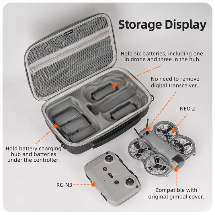 Bolsa de transporte portátil Sunnylife, bolso de hombro Fly More Combo Bag para DJI Neo (Gris) — imagen 6
