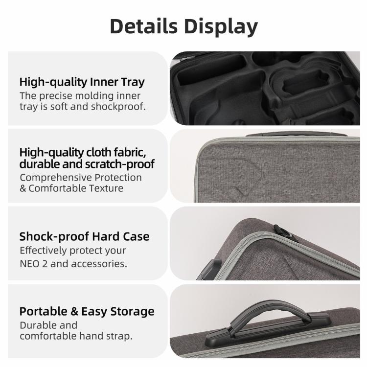 Bolsa de transporte portátil Sunnylife, bolso de hombro, bolsa combinada Motion Fly More para DJI Neo (gris) — imagen 9