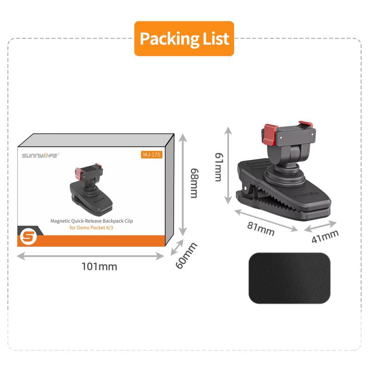 Clip magnético ajustable de liberación rápida Sunnylife para mochila, soporte vertical-horizontal para cámara de acción para…
