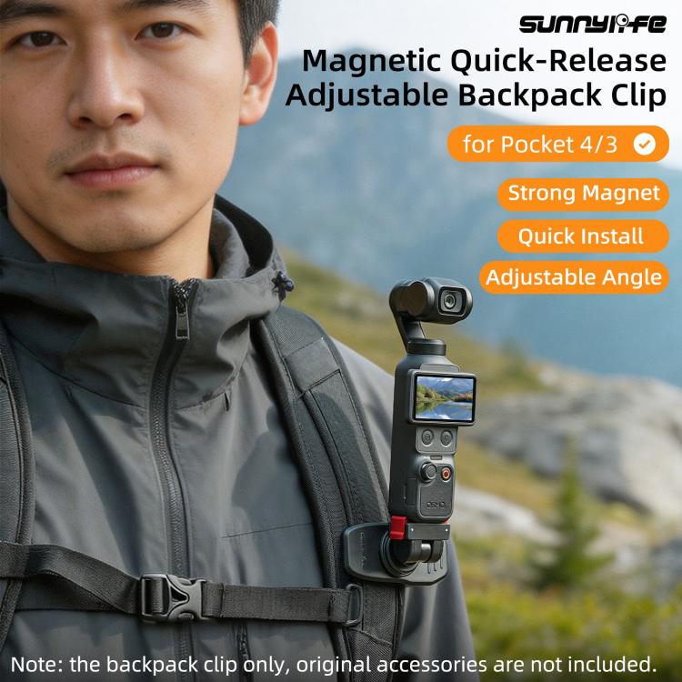 Clip magnético ajustable de liberación rápida Sunnylife para mochila, soporte vertical-horizontal para cámara de acción para…