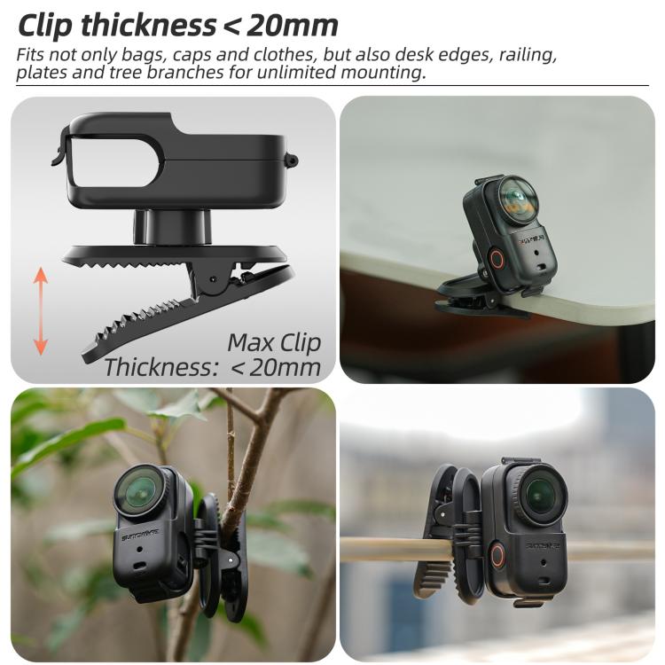 Clip para mochila Sunnylife, abrazadera para cámara de acción, rotación de 360°, montaje vertical-horizontal, inclinación de…