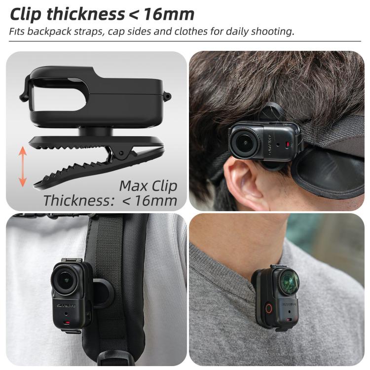 Clip para mochila Sunnylife, abrazadera para cámara de acción, rotación de 360°, montaje vertical-horizontal, inclinación de…