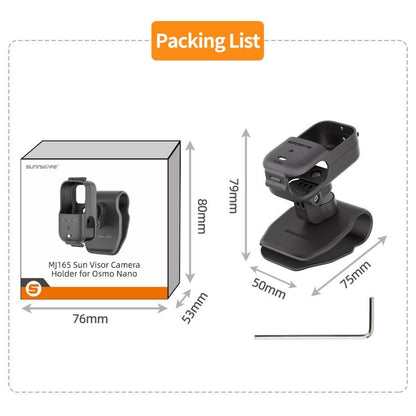 Soporte para cámara de acción con montaje en parasol para auto Osmo Nano Sunnylife, giratorio 360° e inclinable 90° (negro)……