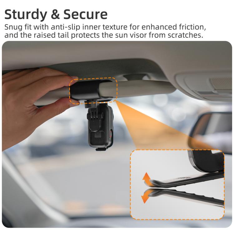 Soporte para cámara de acción con montaje en parasol para auto Osmo Nano Sunnylife, giratorio 360° e inclinable 90° (negro)……