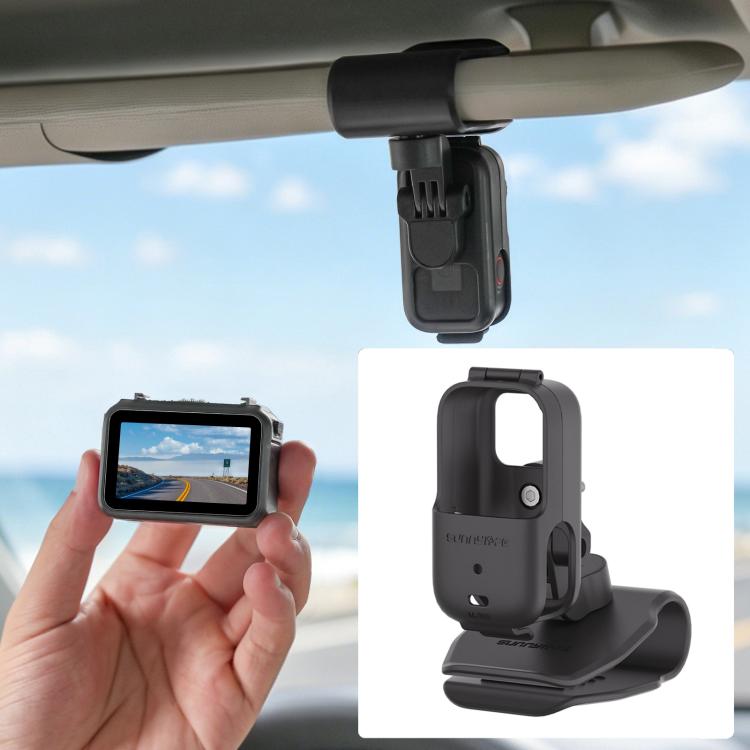 Soporte para cámara de acción con montaje en parasol para auto Osmo Nano Sunnylife, giratorio 360° e inclinable 90° (negro)…