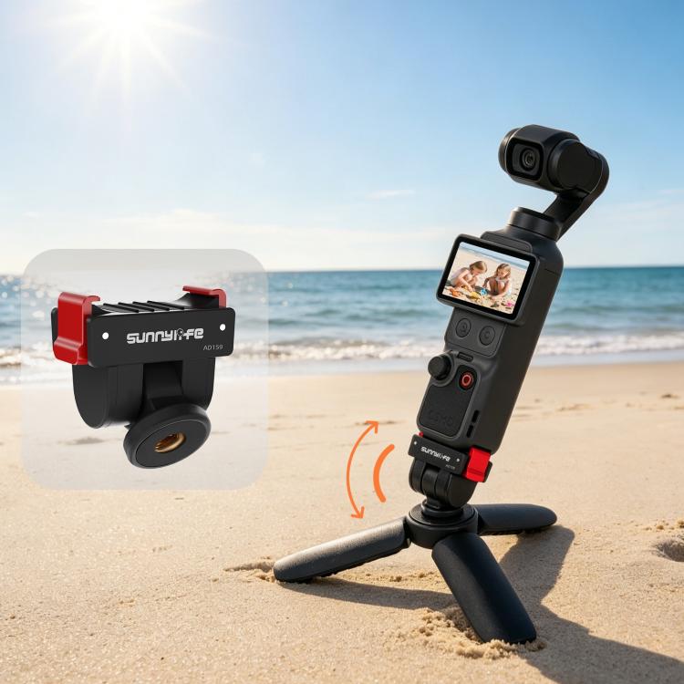 Adaptador de liberación rápida Sunnylife, interfaz de 1/4 de pulgada, adaptador para palo selfie con inclinación de 180 grad…