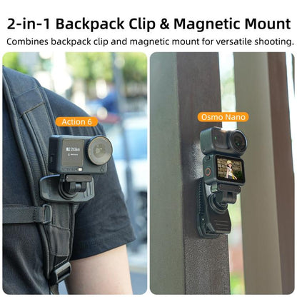 Clip magnético de liberación rápida Sunnylife para mochila, abrazadera ajustable para cámara de acción, montaje vertical-hor…