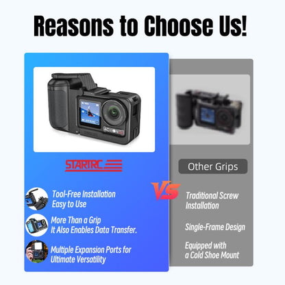 Kit de jaula con empuñadura de expansión STARTRC 3 en 1 para DJI Osmo Action 5 (negro) — imagen 8