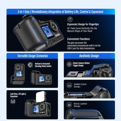 Kit de jaula con empuñadura de expansión STARTRC 3 en 1 para DJI Osmo Action 5 (negro) — imagen 9