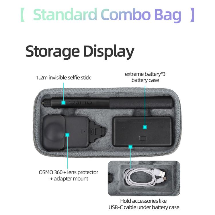 Estuche rígido de viaje con expansión para DJI Osmo 360 (gris) — imagen 4