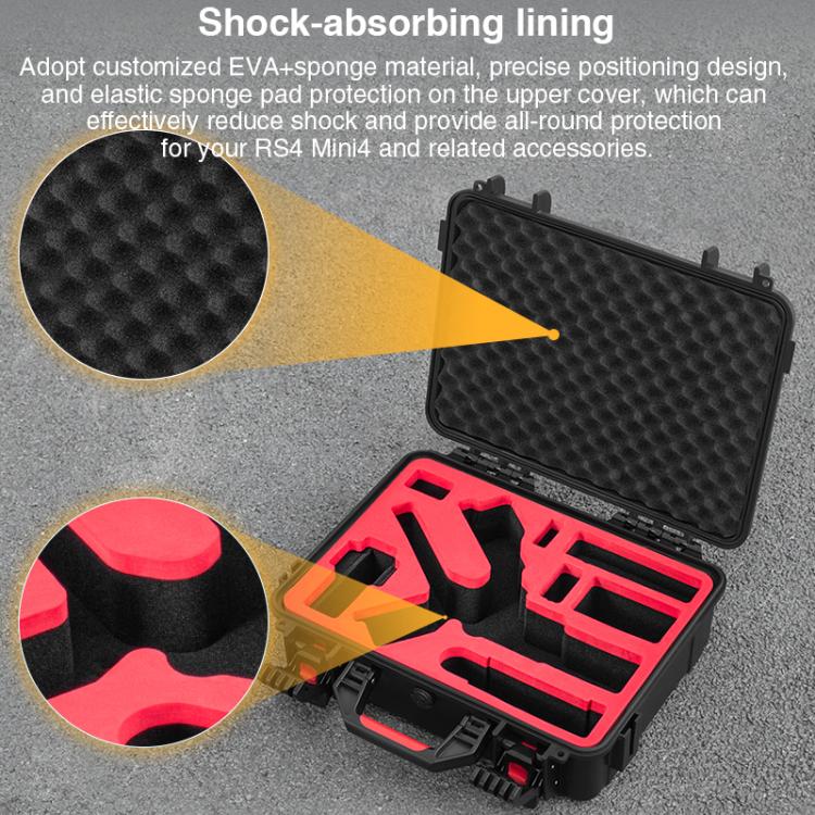 Estuche de almacenamiento portátil a prueba de golpes e impermeable para DJI RS 4 (negro) — imagen 9