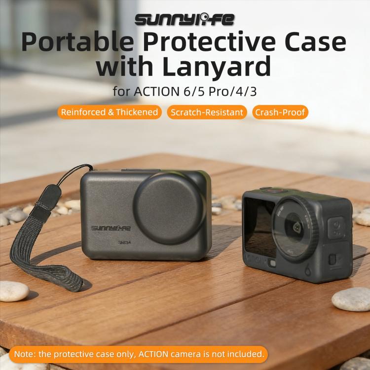 Funda Sunnylife - protectora portátil a prueba de golpes y polvo, con cordón para DJI Osmo Action 6 (negra) — imagen 3
