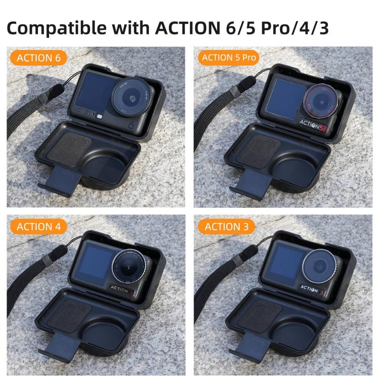 Funda Sunnylife - protectora portátil a prueba de golpes y polvo, con cordón para DJI Osmo Action 6 (negra) — imagen 4