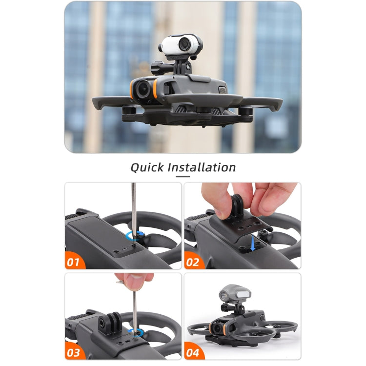 Soporte Sunnylife para cámara de acción Soporte de luz para drones para DJI Avata 2 (negro) — imagen 6