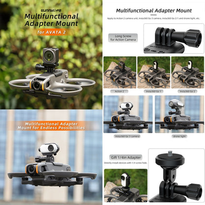 Soporte Sunnylife para cámara de acción montaje Dron soporte de luz lámpara para DJI Avata 2 (negro) — imagen 3