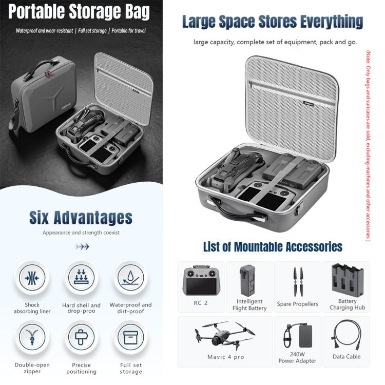 Bolso de hombro de PU STARTRC para DJI Mavic 4 Pro (gris) — imagen 5