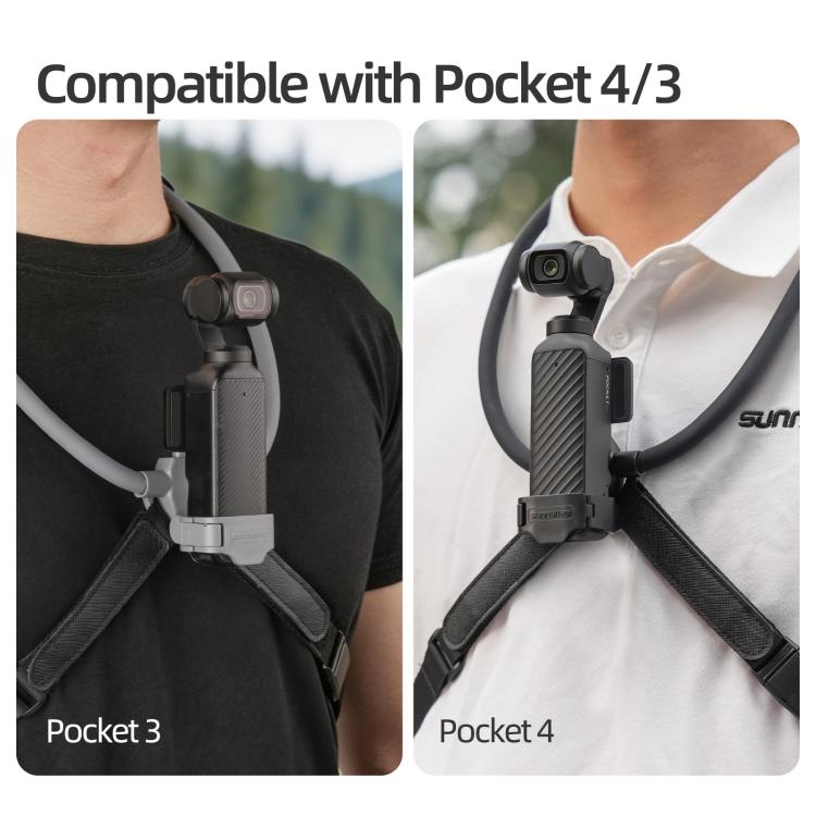 Soporte ajustable para cuello Sunnylife, ideal para vídeos POV, vlogs y selfies, con correa para el cuerpo para DJI Osmo Poc…