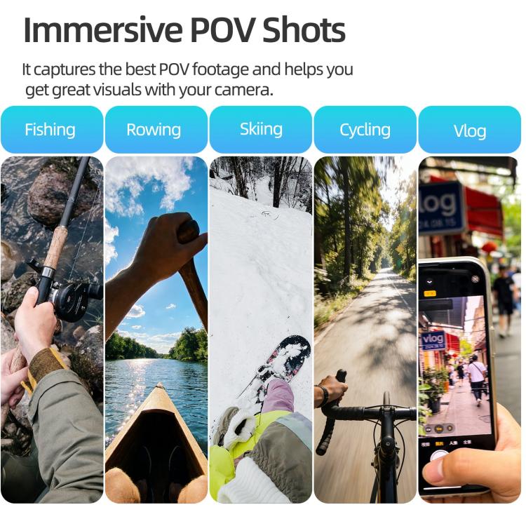 Soporte ajustable para cuello Sunnylife, ideal para vídeos POV, vlogs y selfies, con correa para el cuerpo para DJI Osmo Poc…