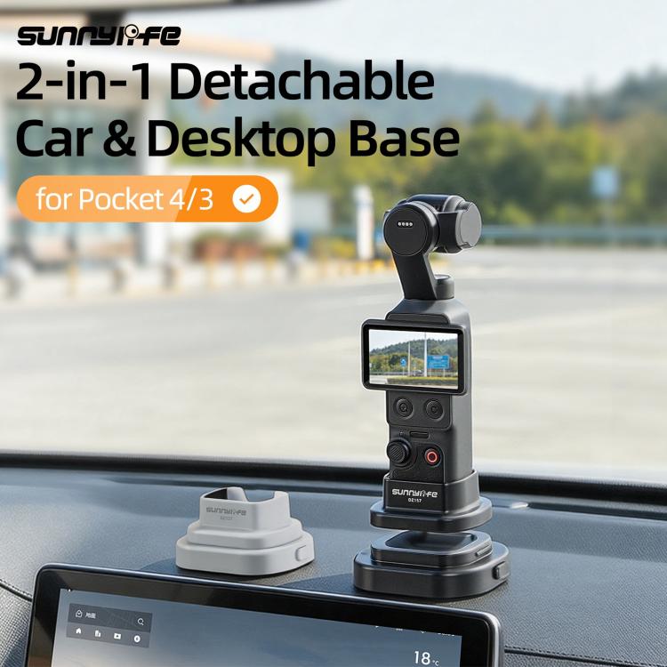 Base desmontable Sunnylife para auto y escritorio, soporte estabilizador de escritorio (negro) para DJI Osmo Pocket 4 — imag…