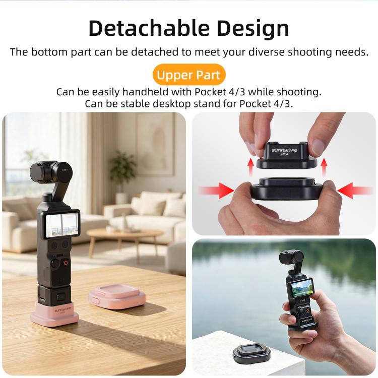 Base de soporte desmontable Sunnylife para auto y escritorio, compatible con /3 para DJI Osmo Pocket 4 (rosa) — imagen 9