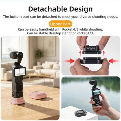 Base de soporte desmontable Sunnylife para auto y escritorio, compatible con /3 para DJI Osmo Pocket 4 (rosa) — imagen 9