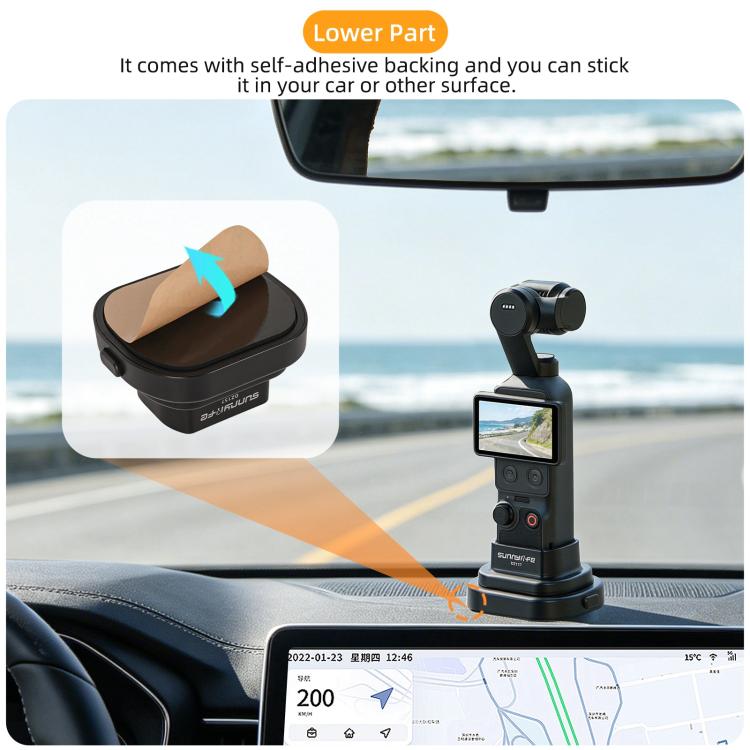 Base de soporte desmontable Sunnylife para auto y escritorio, compatible con /3 para DJI Osmo Pocket 4 (gris) — imagen 10