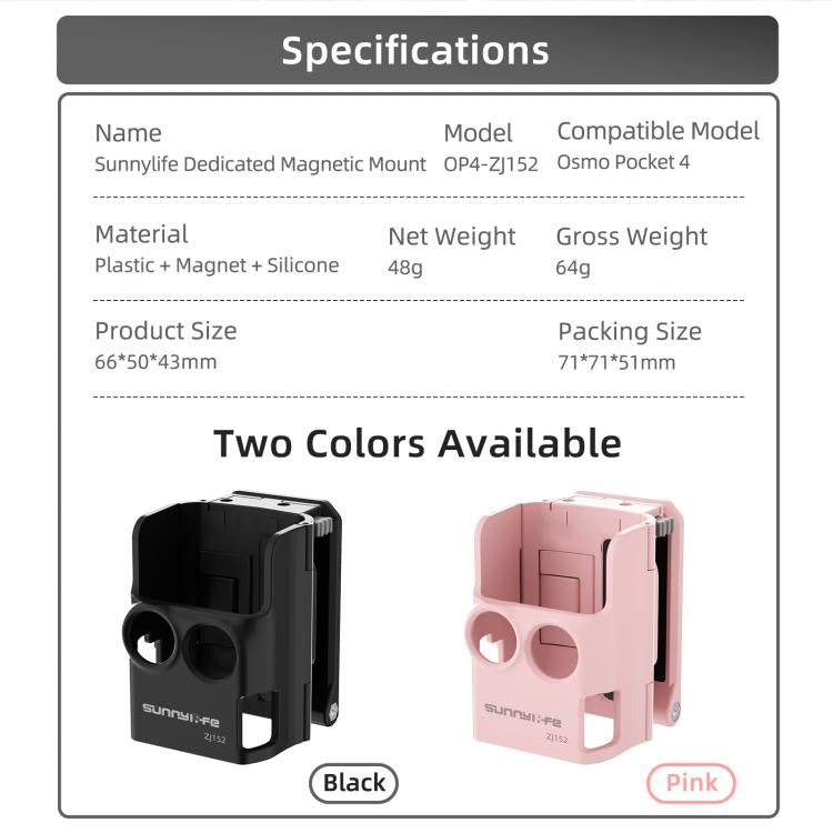 Soporte magnético multifuncional de mesa Sunnylife para DJI Osmo Pocket 4 (rosa) — imagen 4