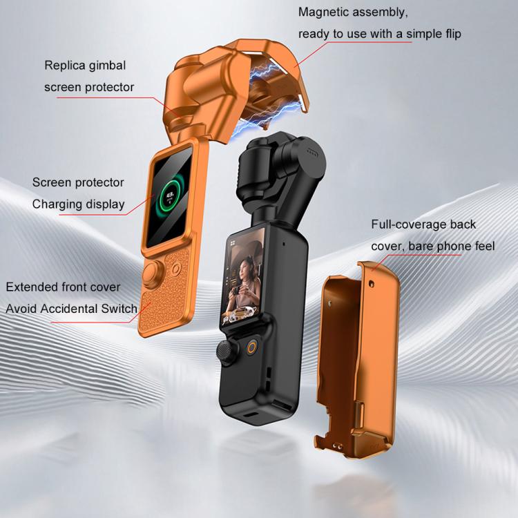 Funda protectora magnética completa para cámara y estabilizador GKK para DJI Osmo Pocket 4 (naranja) — imagen 3