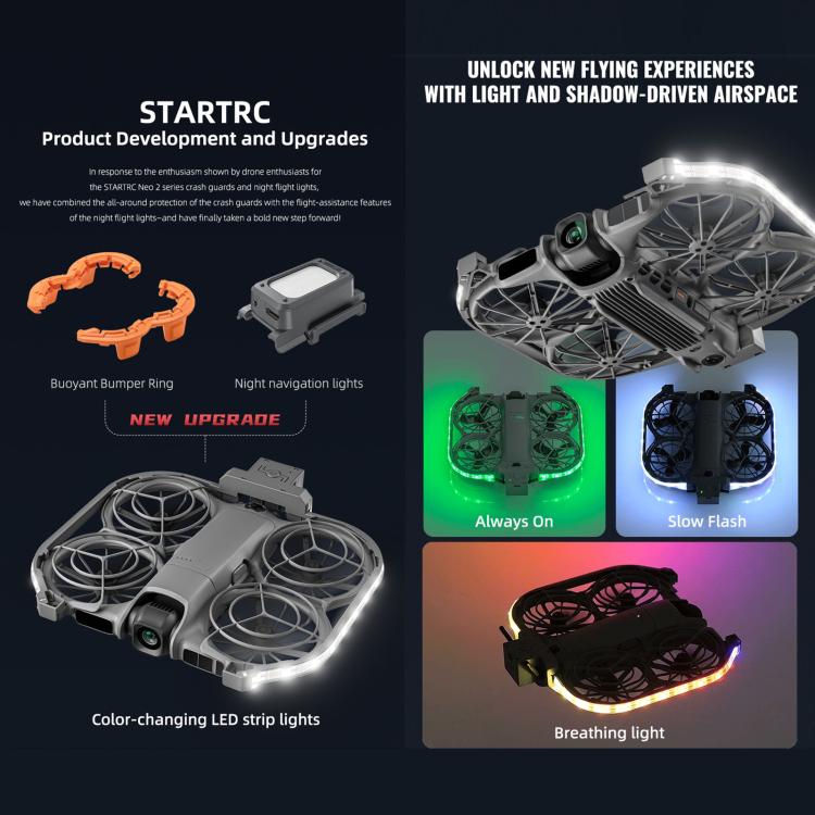 Tira de luces LED de colores STARTRC, luz de advertencia para vuelo nocturno para DJI Neo — imagen 6