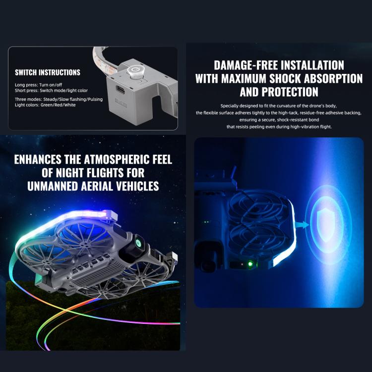 Tira de luces LED de colores STARTRC, luz de advertencia para vuelo nocturno para DJI Neo — imagen 7