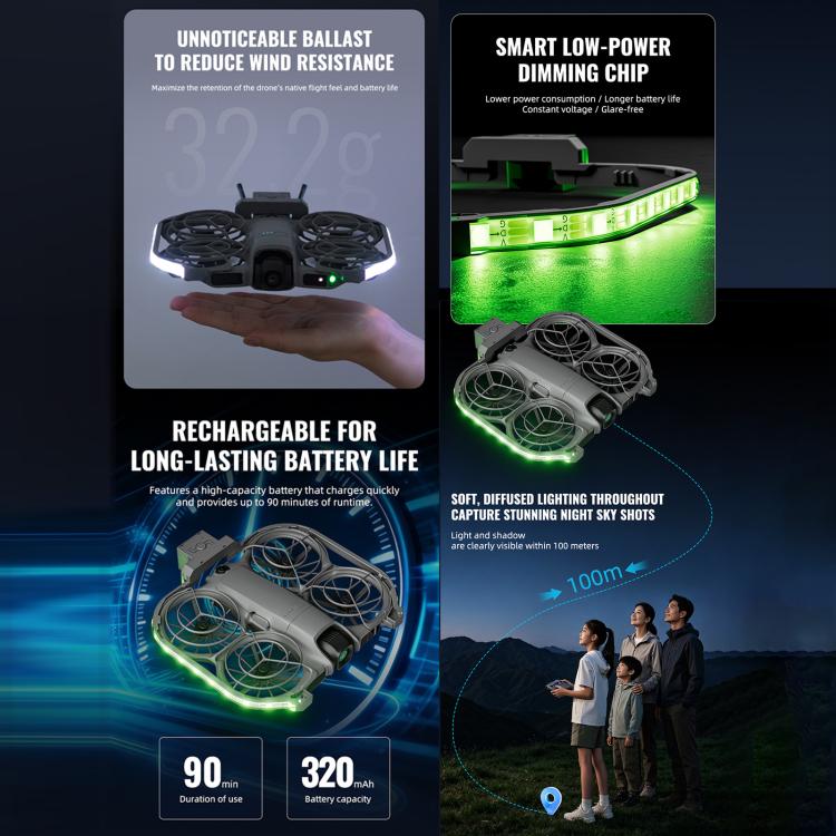 Tira de luces LED de colores STARTRC, luz de advertencia para vuelo nocturno para DJI Neo — imagen 9
