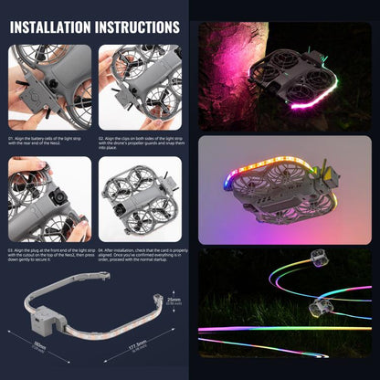Tira de luces LED de colores STARTRC, luz de advertencia para vuelo nocturno para DJI Neo — imagen 10
