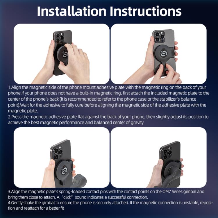 Soporte OM 7/7P STARTRC Magsafe Ring Adaptador para teléfono para DJI Osmo Mobile 7 (negro) — imagen 12