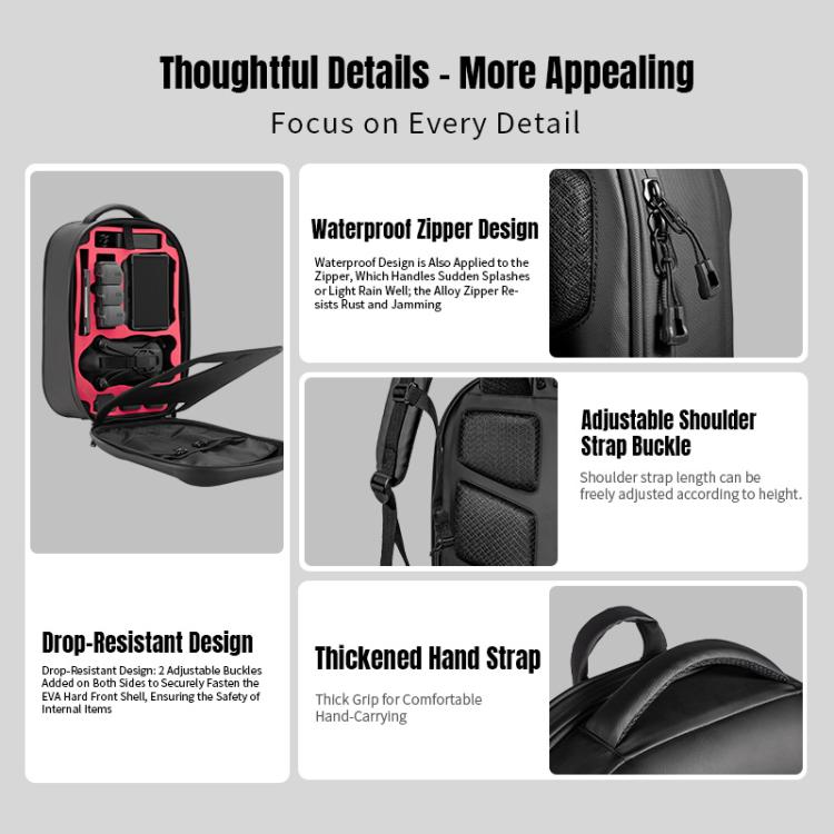 Mochila rígida impermeable STARTRC para DJI Mavic 4 Pro (negra) — imagen 15