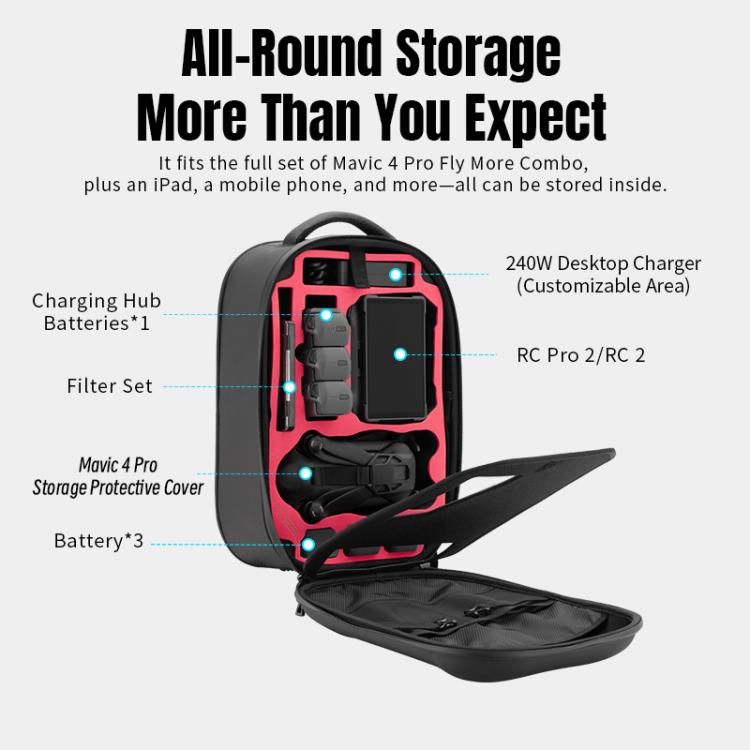 Mochila rígida impermeable STARTRC para DJI Mavic 4 Pro (negra) — imagen 7