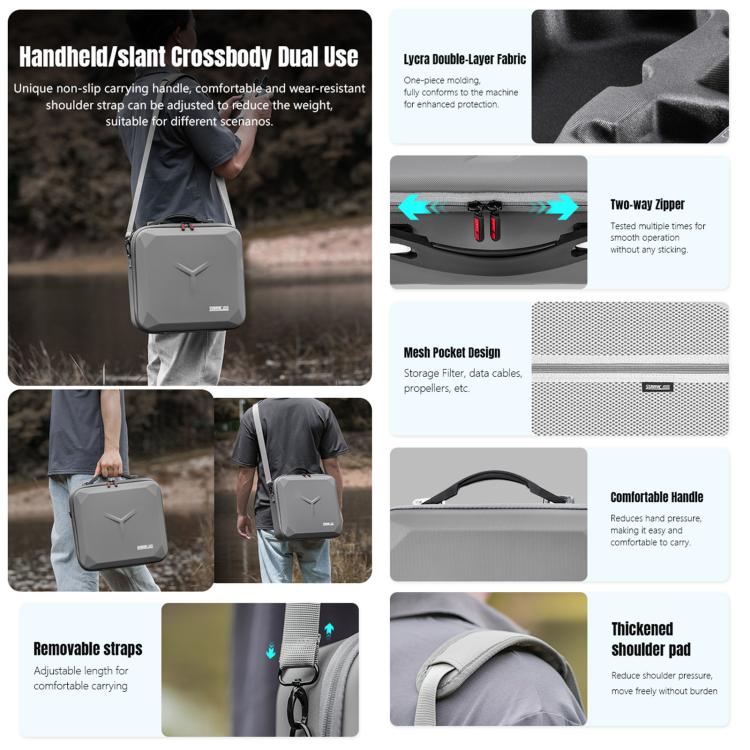Bolso bandolera de PU STARTRC para DJI Mavic 4 Pro (gris) — imagen 10