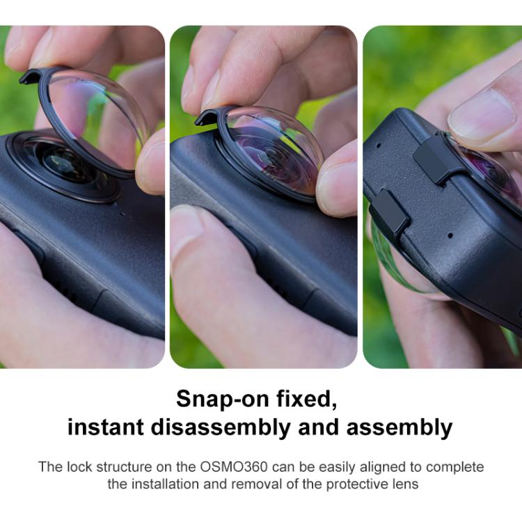 Lente de vidrio Protector de templado óptico para cámara para DJI Osmo 360 (negro) — imagen 4