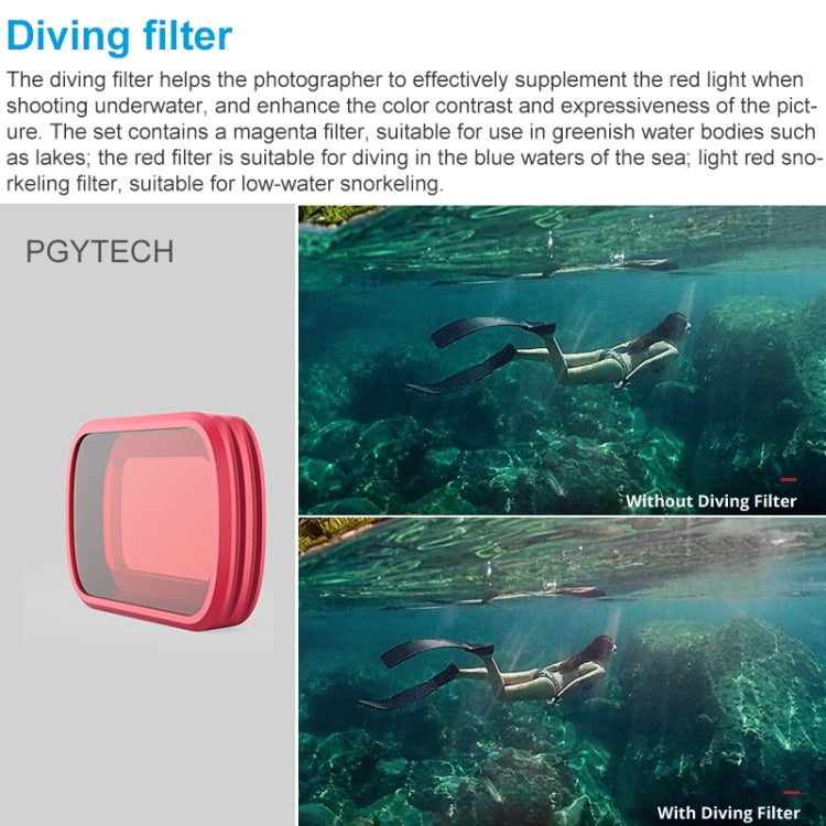 Filtro de esnórquel PGYTECH P-18C-016 rojo claro Filtro de lente de color de buceo profesional para DJI Osmo Pocket — imagen…